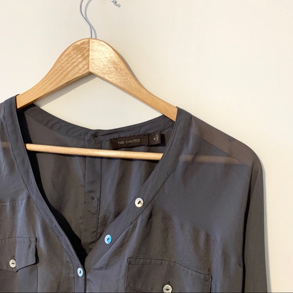 The Limited Gray Blouse Shirt Top - Picture 3 of 4
